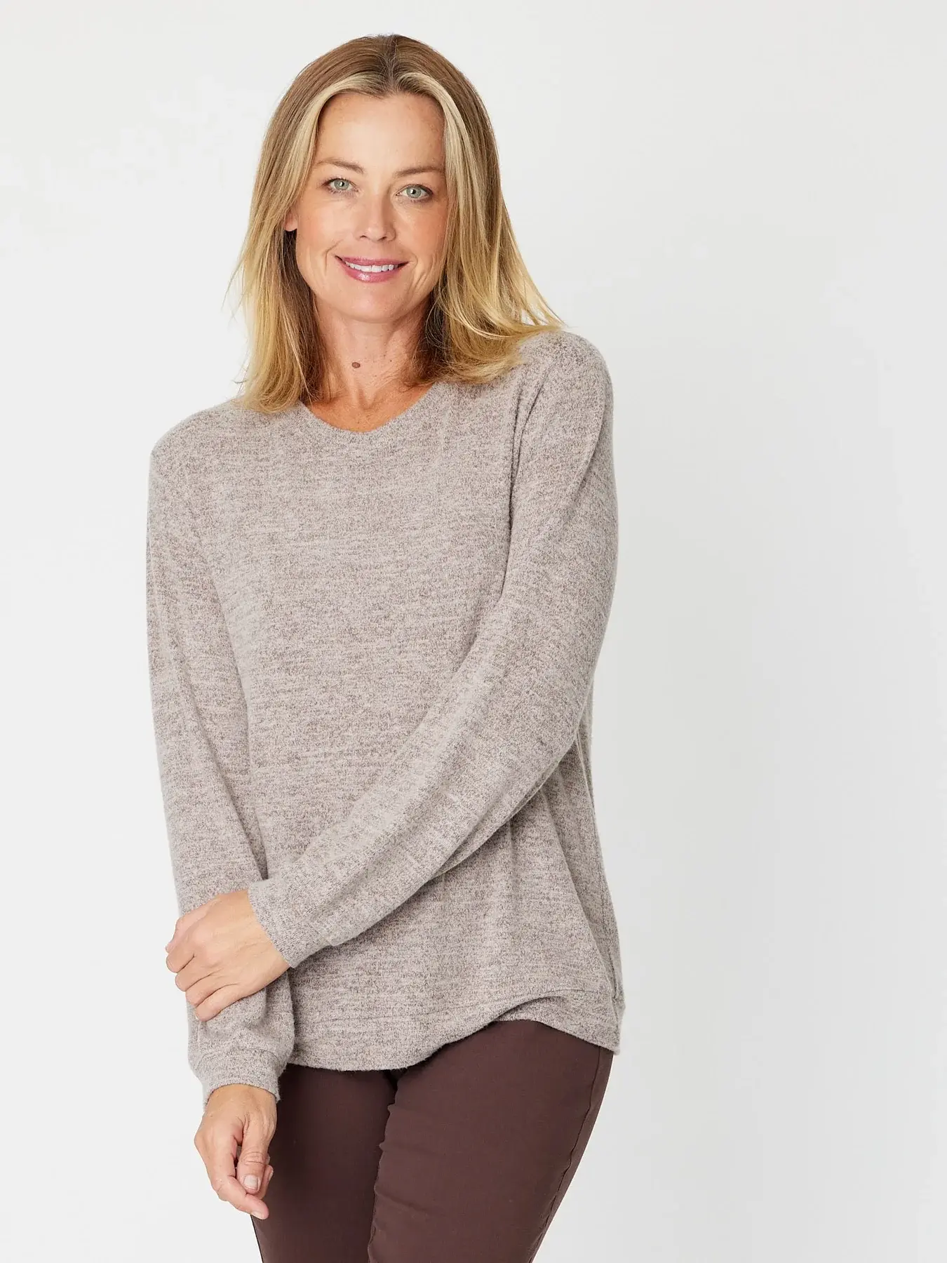 Luna Sky Soft Knit Top - Latte