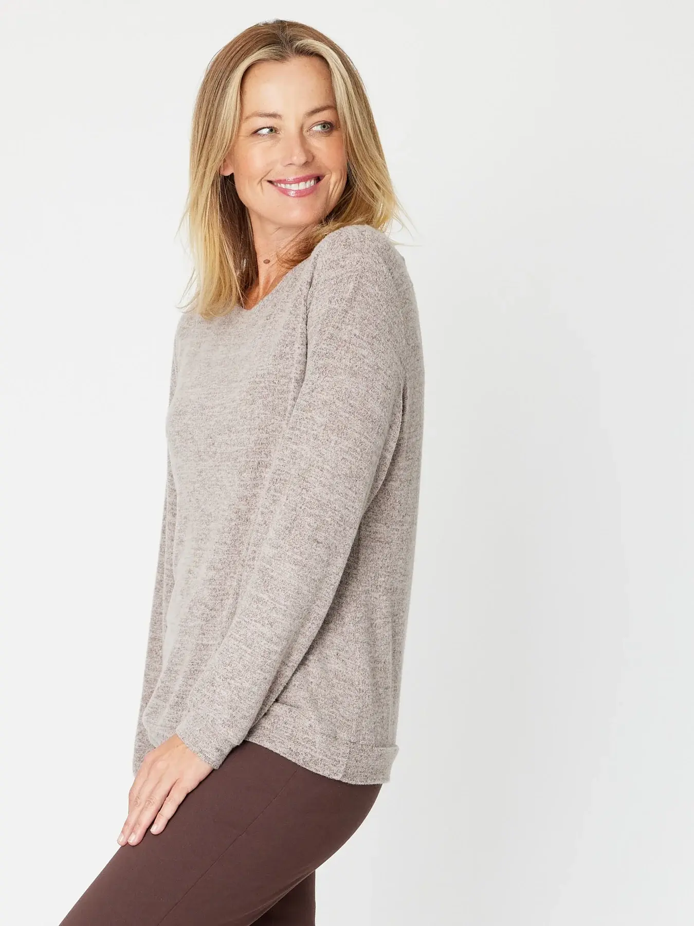Luna Sky Soft Knit Top - Latte