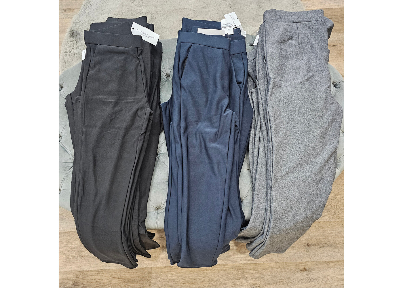 Cherrylane Charcoal Ponti Pants Fleece Lined w Pockets