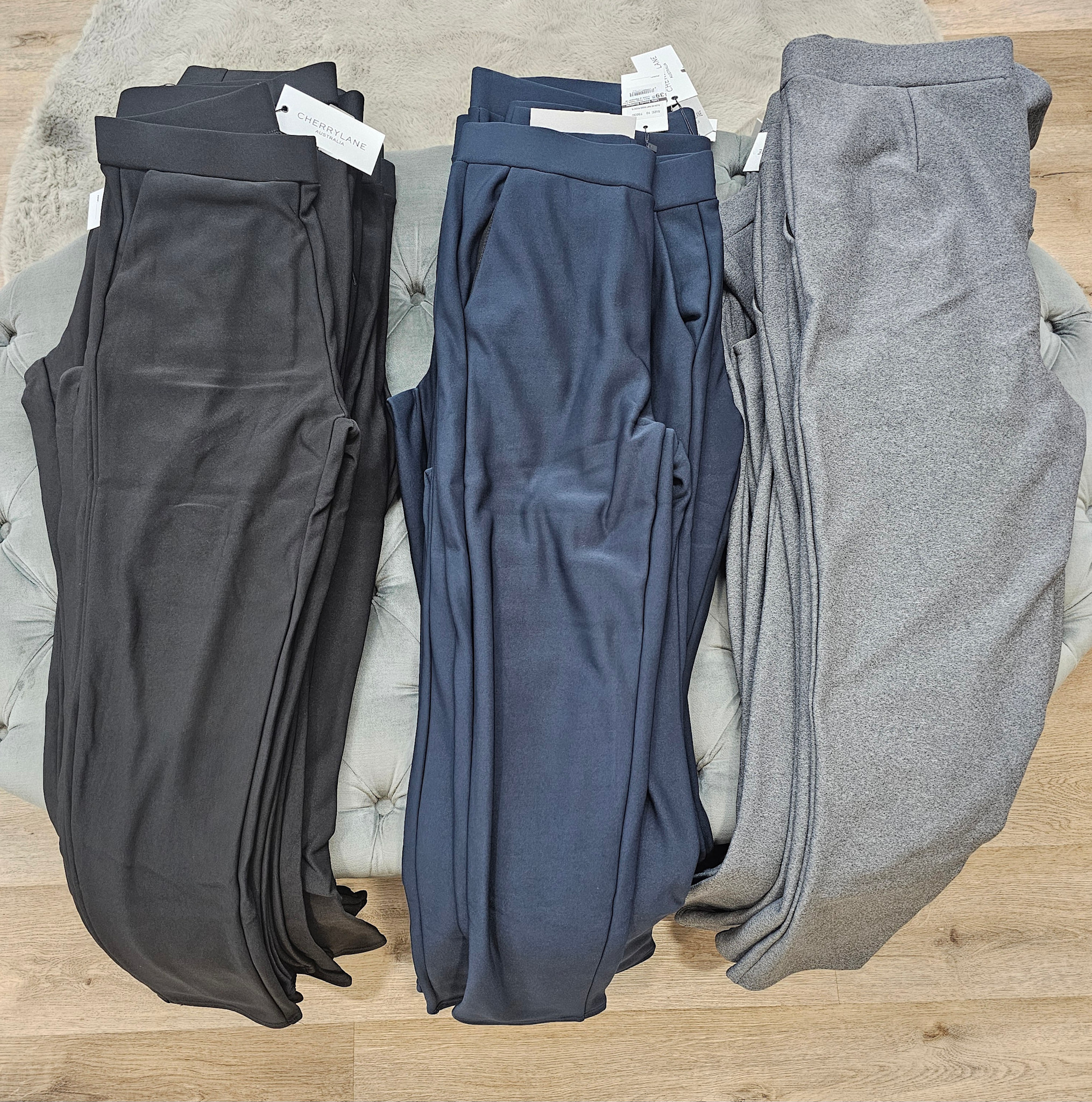 Cherrylane Charcoal Ponti Pants Fleece Lined w Pockets