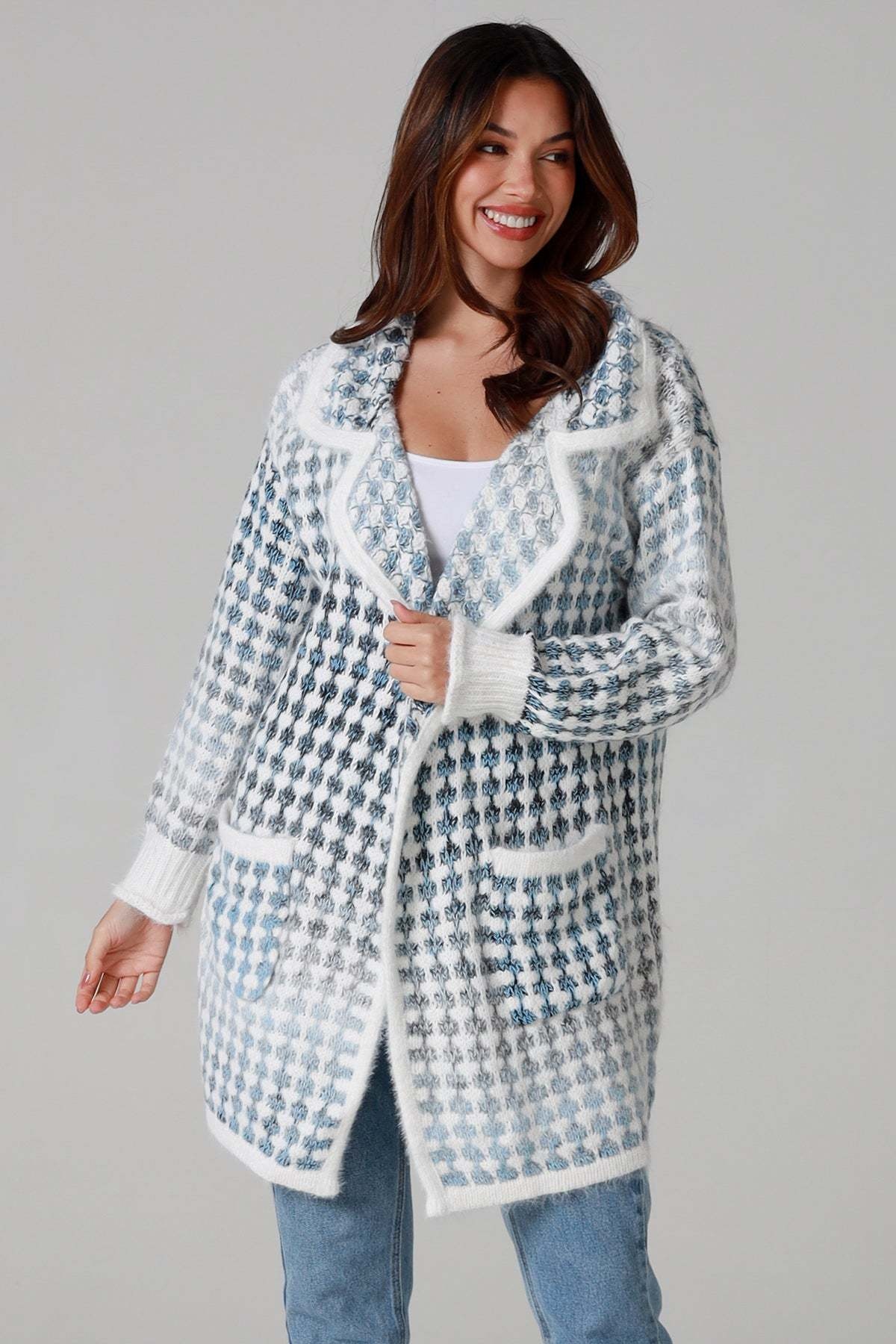 Dianna Plaid Knit Cardigan