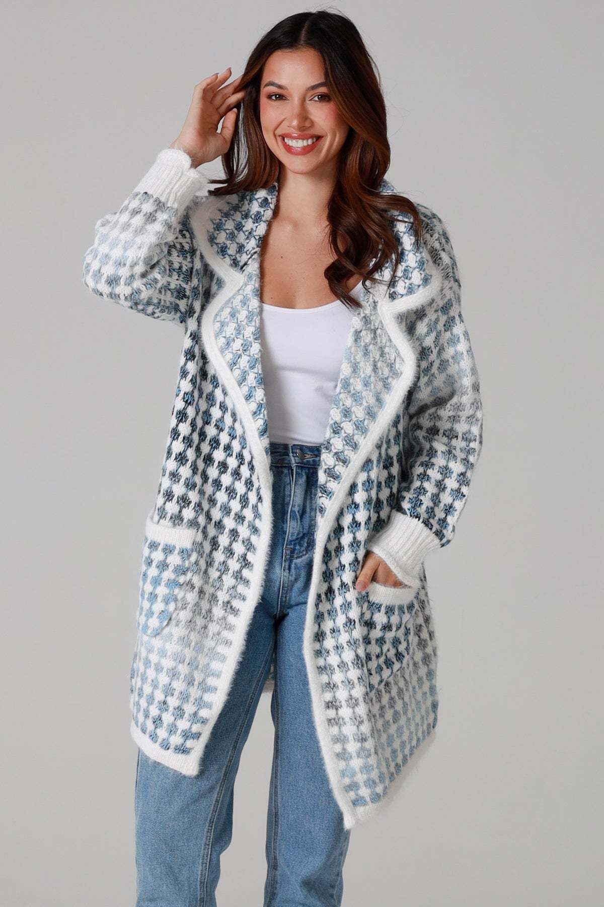 Dianna Plaid Knit Cardigan