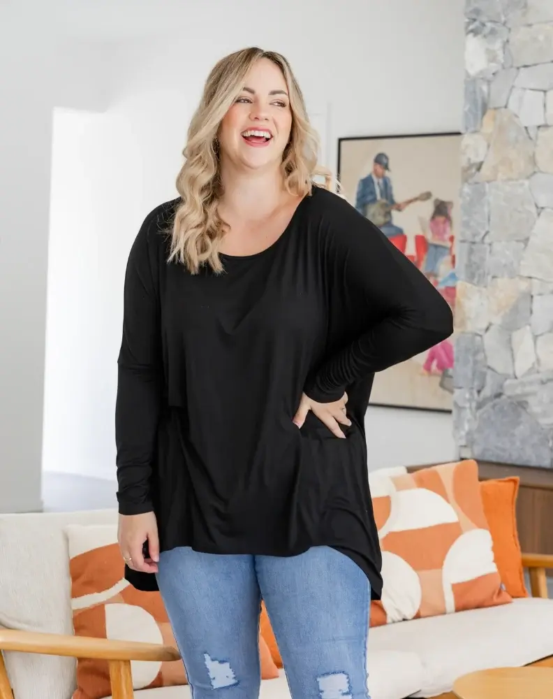 Freez Bree Black Slouch Top