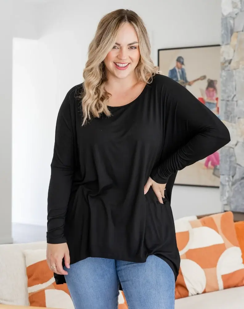 Freez Bree Black Slouch Top