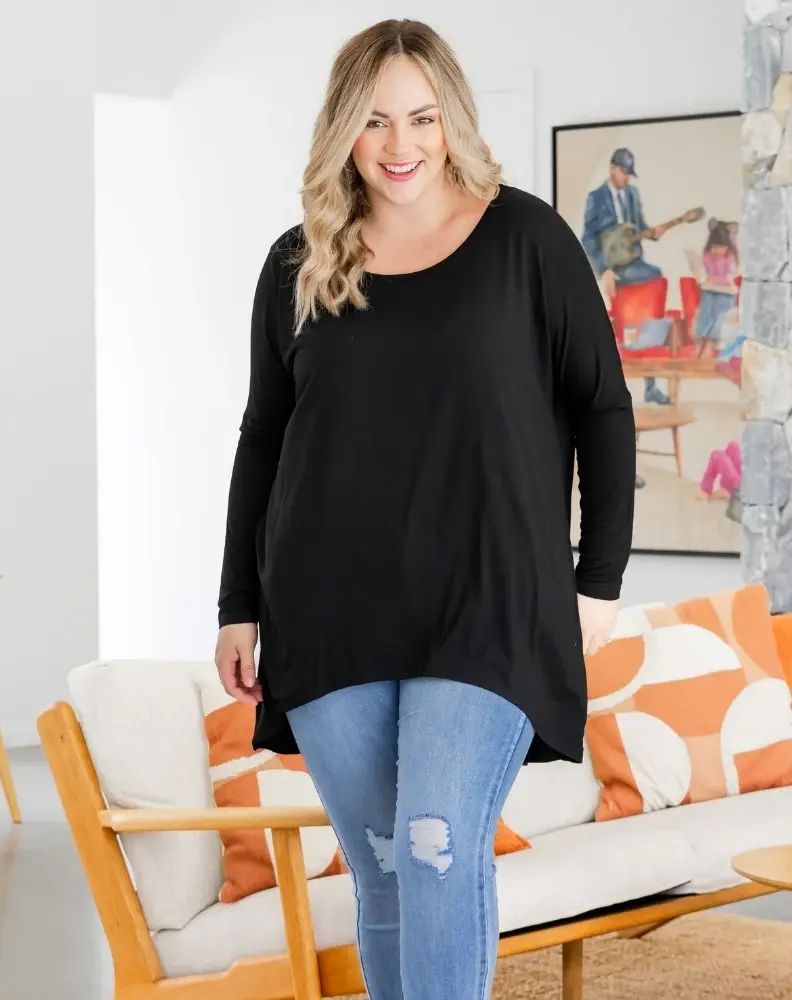 Freez Bree Black Slouch Top