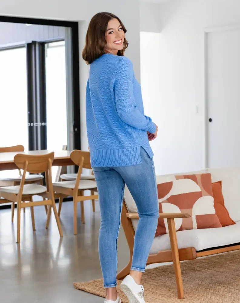 Freez Maple Cotton Knit Jumper - Sky