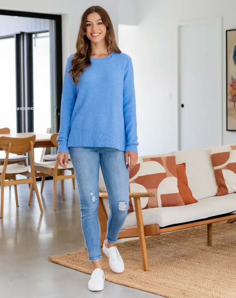 Freez Maple Cotton Knit Jumper - Sky