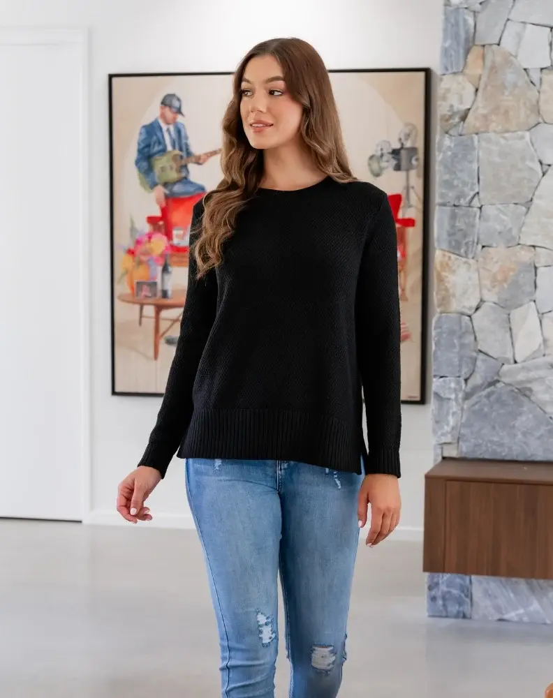 Freez Maple Cotton Knit Jumper - Black