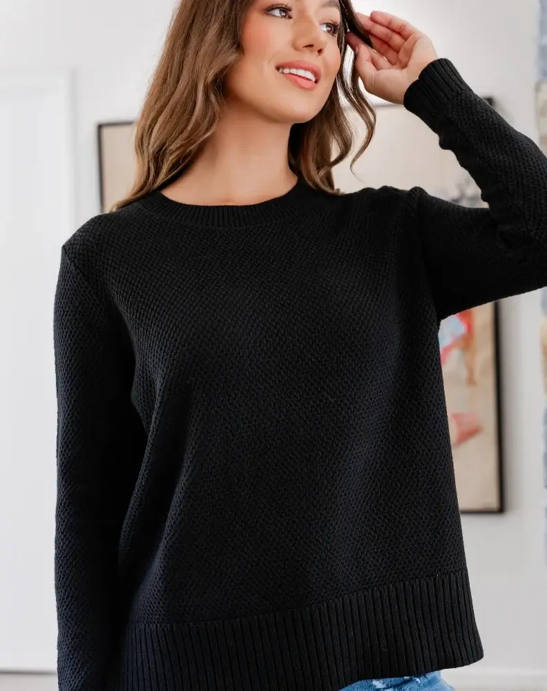 Freez Maple Cotton Knit Jumper - Black