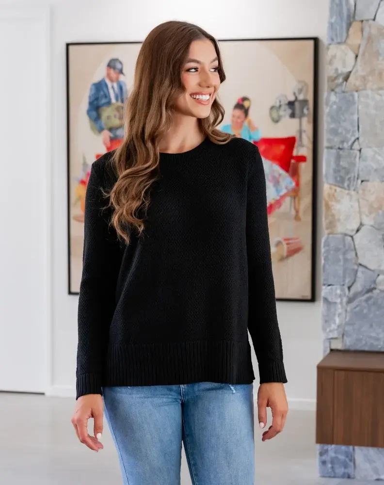 Freez Maple Cotton Knit Jumper - Black