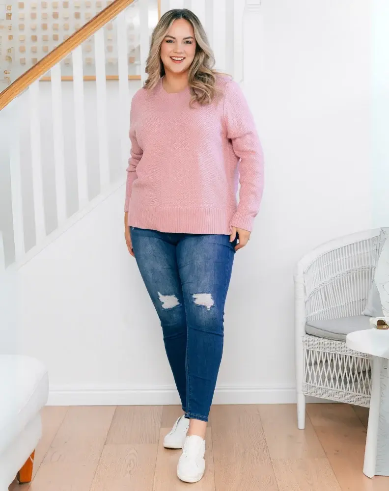 Freez Maple Cotton Knit Jumper - Blush