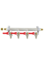4 line Brass manifold 1/4" MFL CO2 distribution w/ check valve