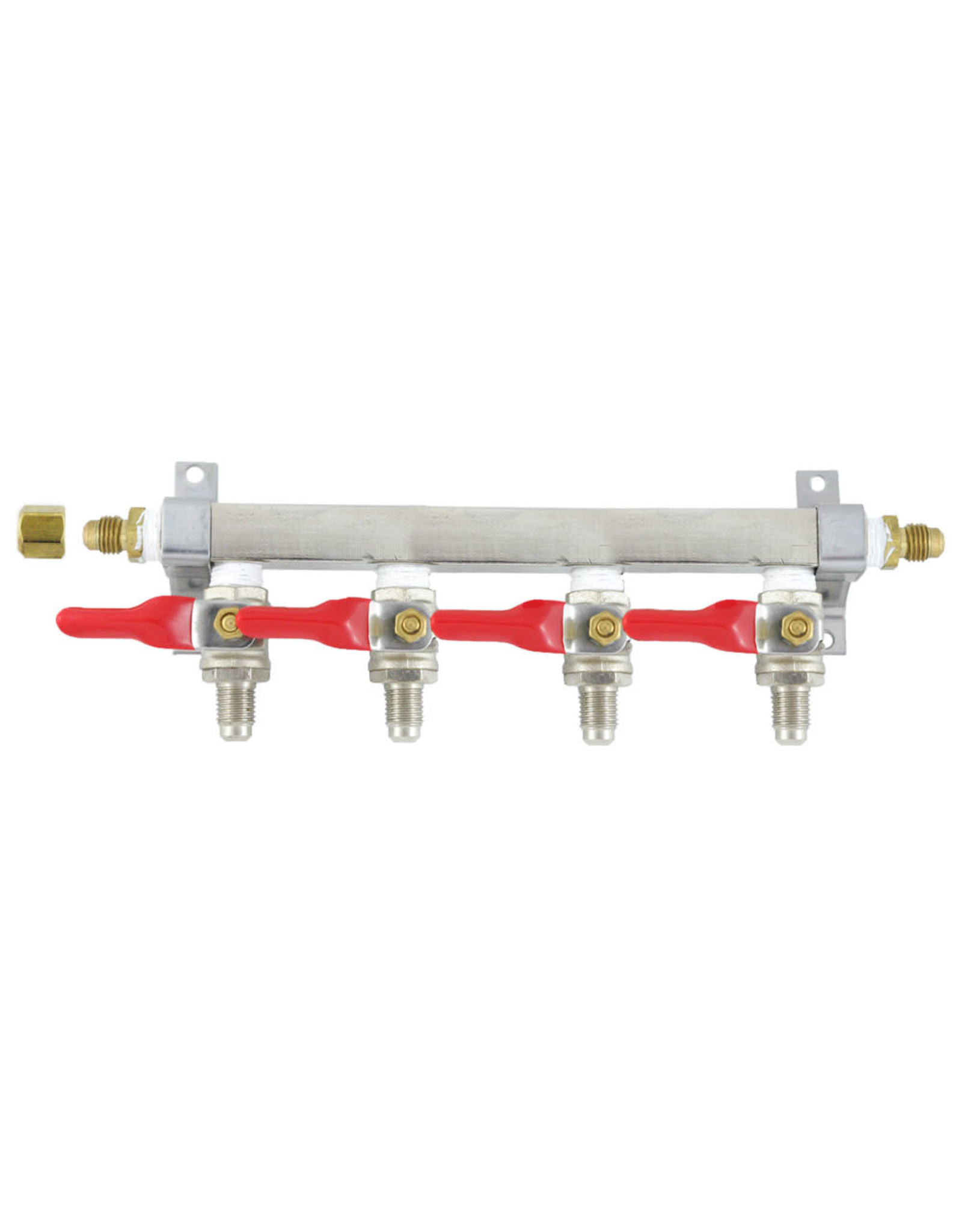 4 line Brass manifold 1/4" MFL CO2 distribution w/ check valve