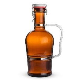 Flip Top Amber Growler Metal Handle 2L