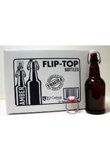 Flip top bottle Amber 16 oz case 12 ct