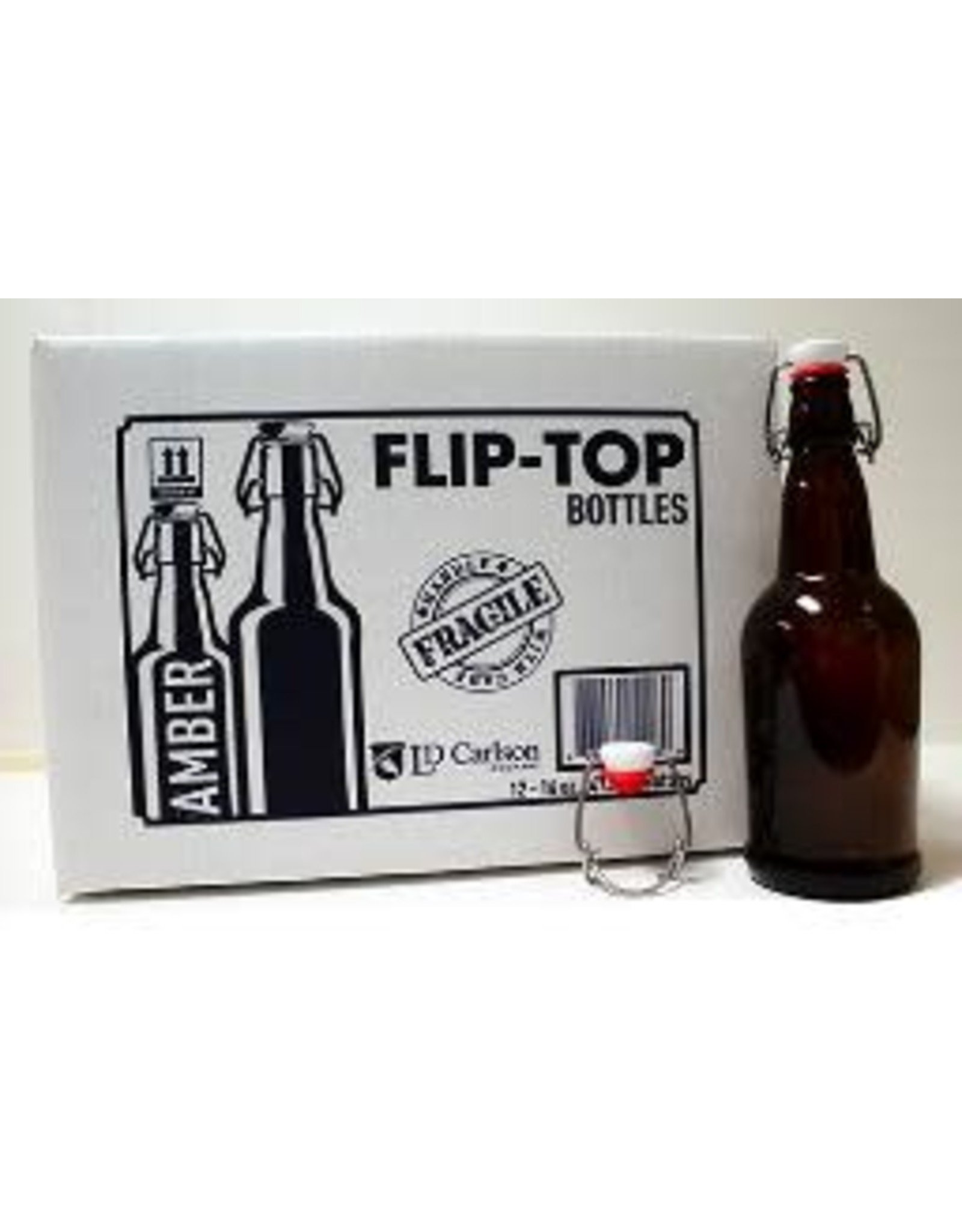 Flip top bottle Amber 16 oz case 12 ct