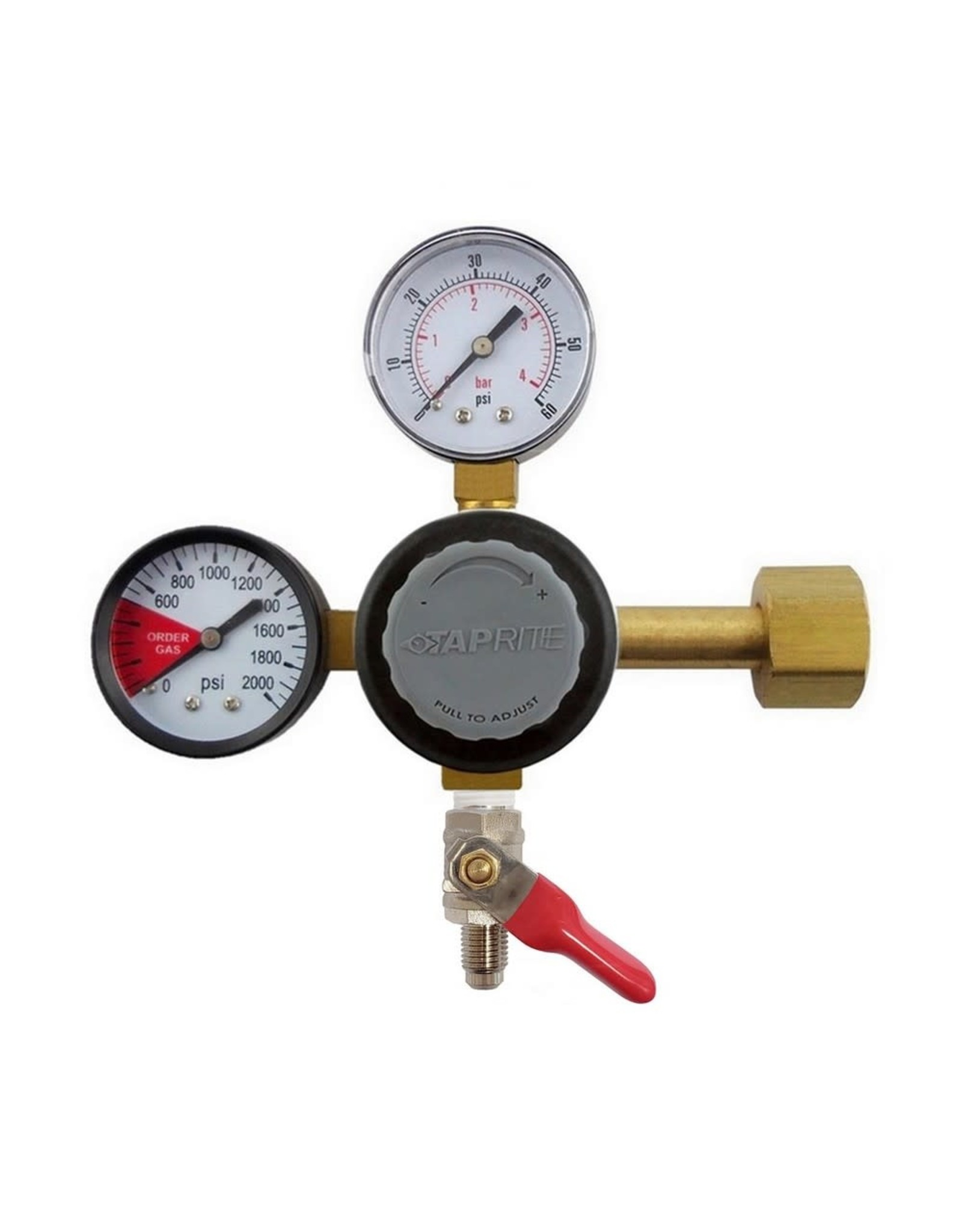 Taprite Dual regulator 1/4" MFL w/ check valve / shut off Taprite