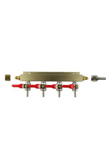 4 line manifold 1/4" Barb CO2 distribution w/ check valve