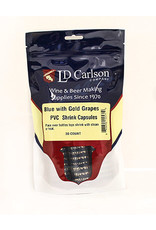 Wine Shrink Sleeves Blue w/ Gold Grapes 30 ct
