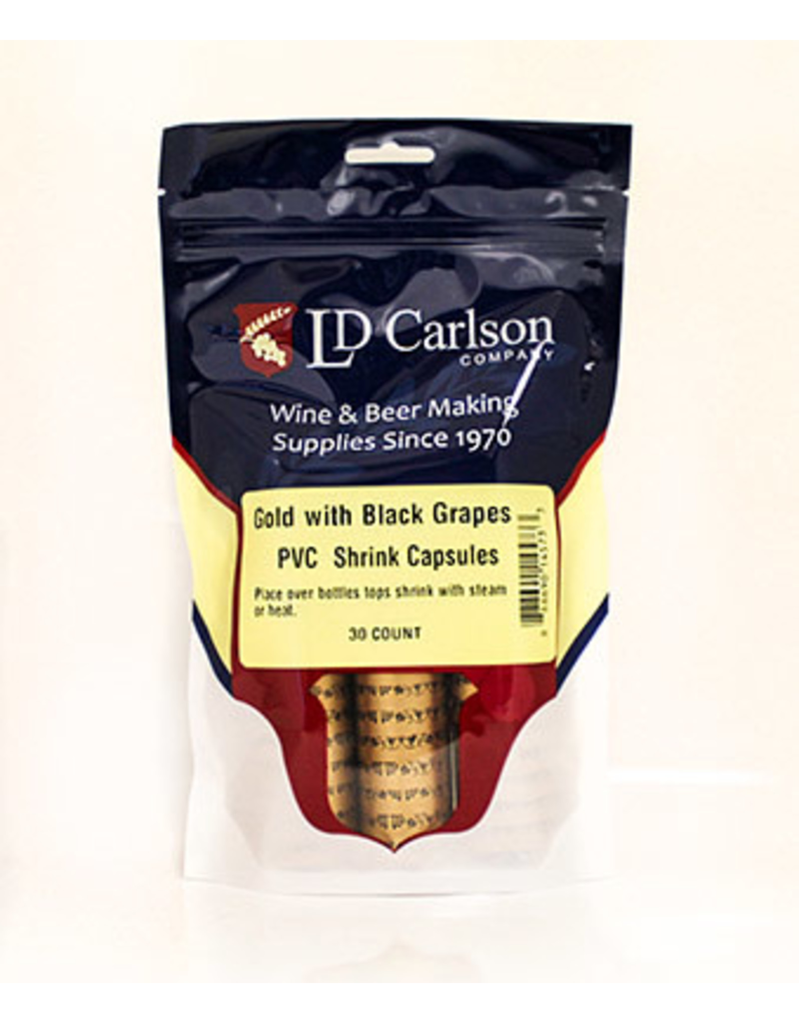 Wine Shrink Sleeves Gold w/ Black Grapes 30 ct