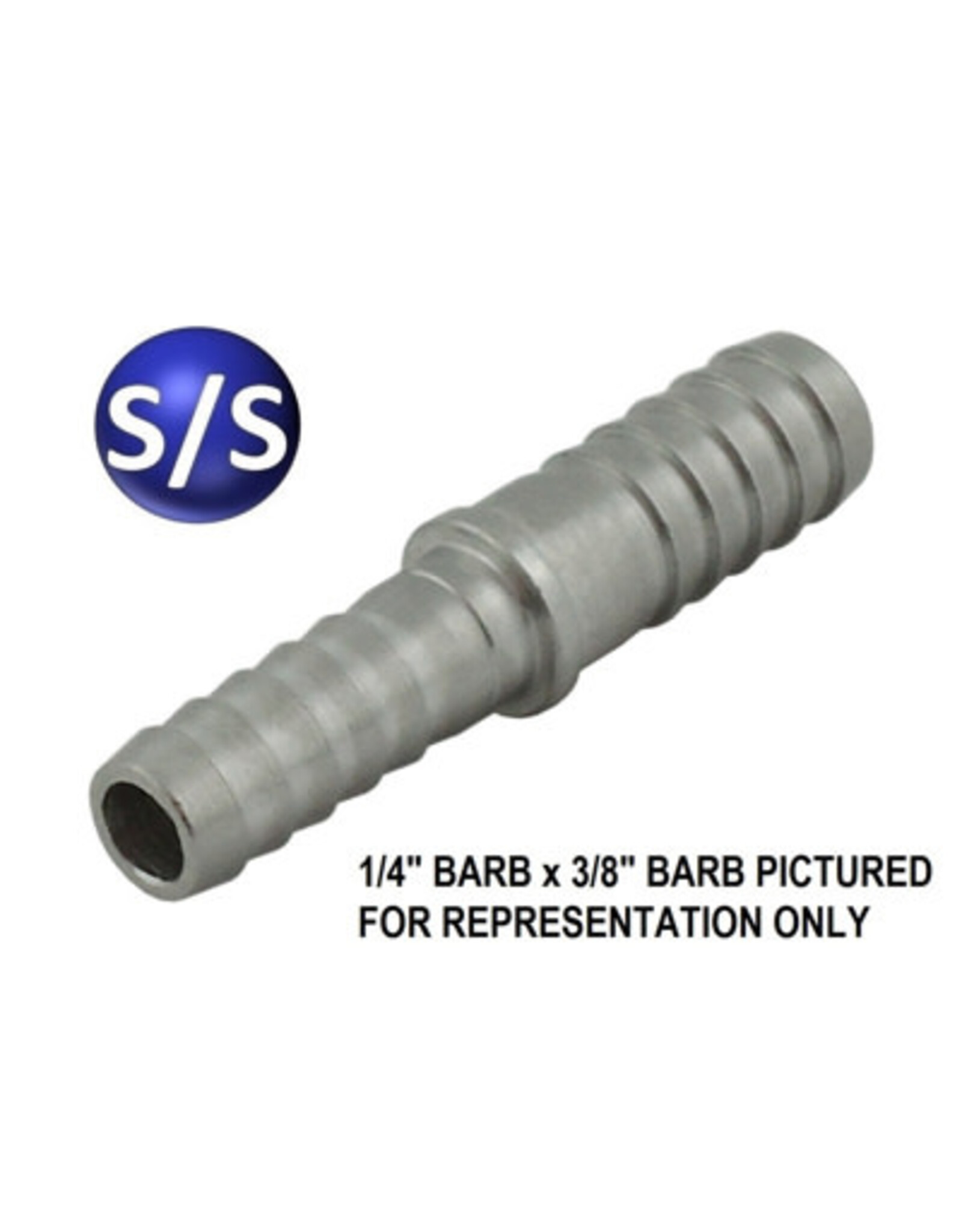 Splicer 1/8" barb x 1/4" barb (S/S)