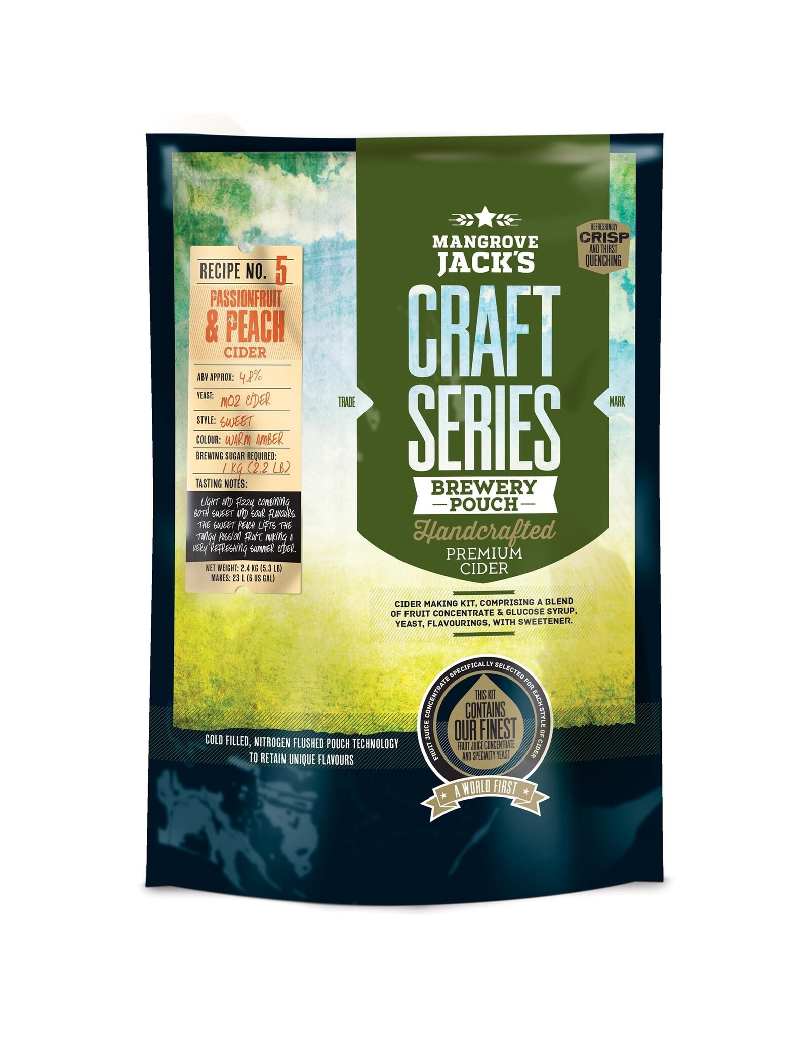 Mangrove Jack Mangrove Jack's Passionfruit & Peach Cider Pouch Kit 2.4kg
