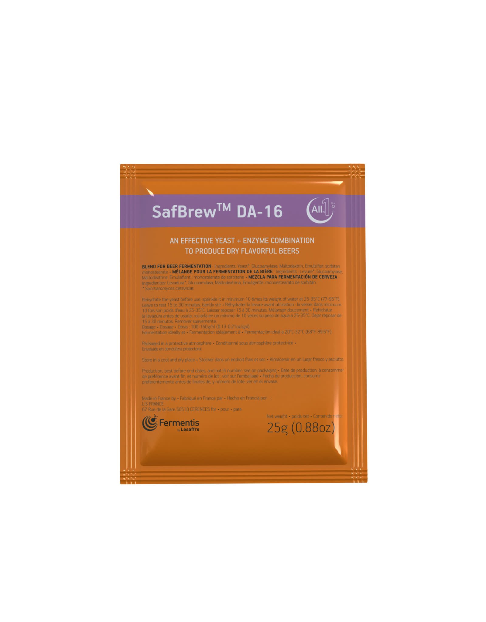 SAFBREW SAFBREW DA-16 25 GRAMS ALL-IN-1 YEAST AND ENZYME