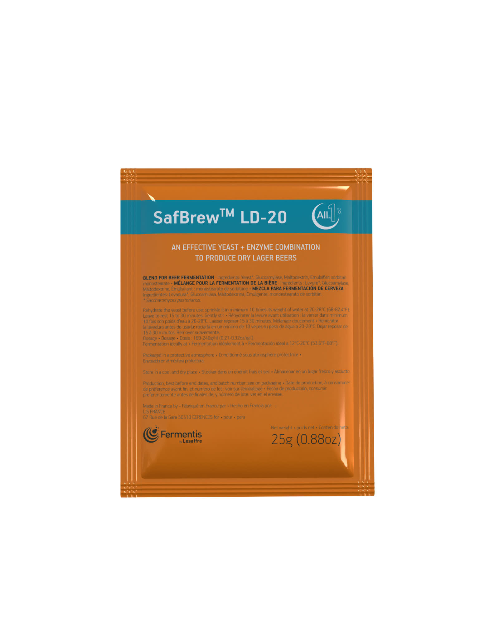 SAFBREW SAFBREW LD-20 25 GRAMS ALL-IN-1 YEAST AND ENZYME
