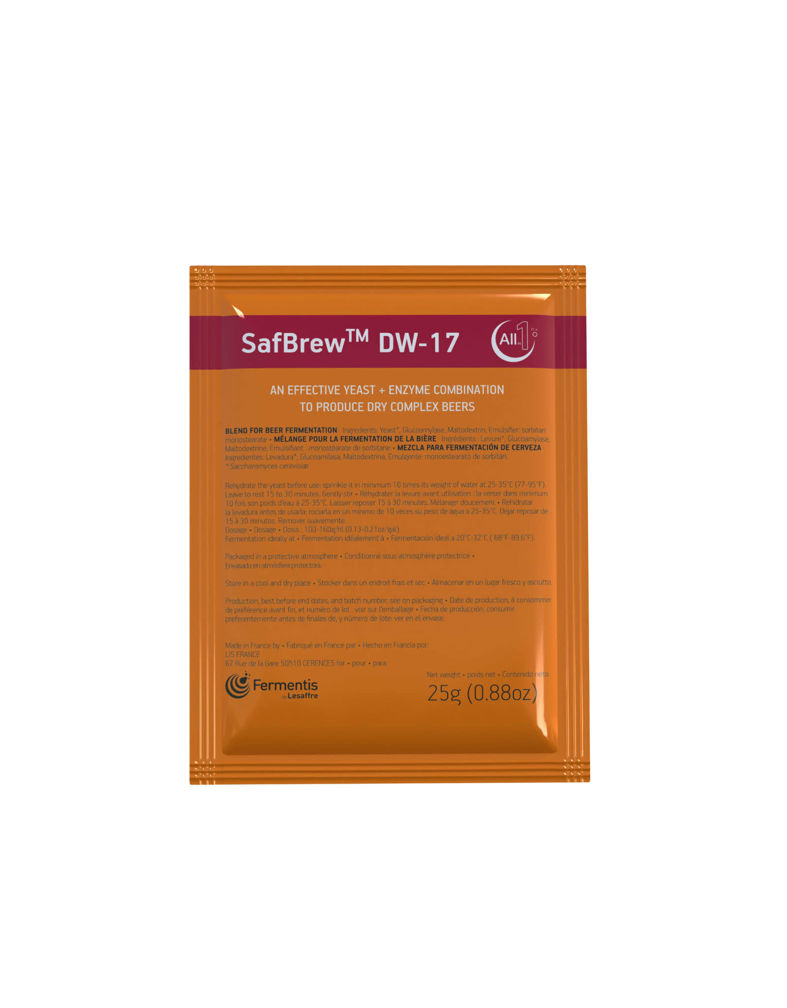 SAFBREW SAFBREW DW-17 25 GRAMS ALL-IN-1 YEAST AND ENZYME