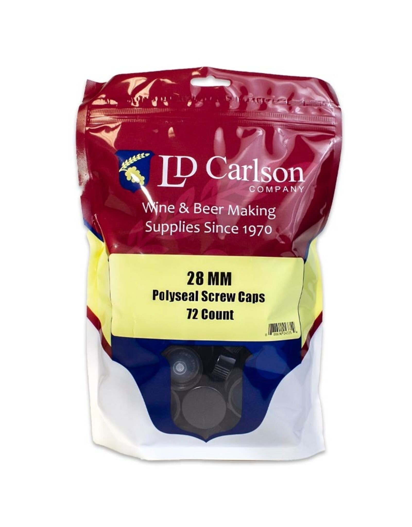 LD Carlson 28mm POLYSEAL SCREW CAPS 72/BAG