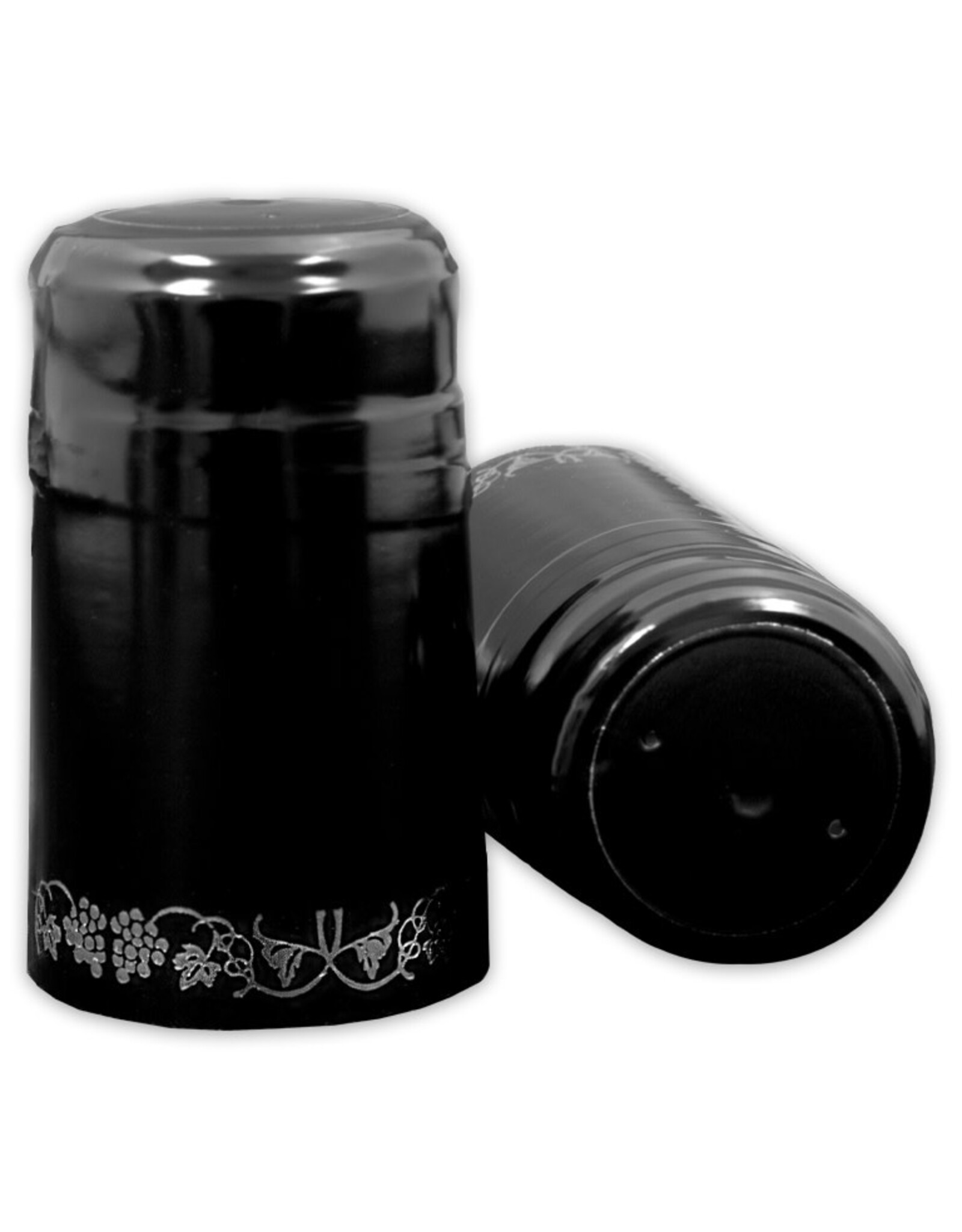 Wine Shrink Sleeves Black w/ Silver Grapes 30 ct
