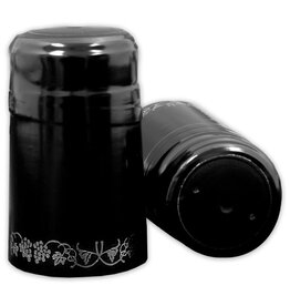 Wine Shrink Sleeves Black w/ Silver Grapes 30 ct
