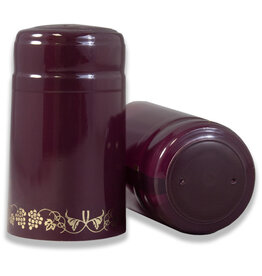 Wine Shrink Sleeves Burgundy w/ Gold Grapes 30 ct