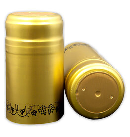 Wine Shrink Sleeves Gold w/ Black Grapes 30 ct