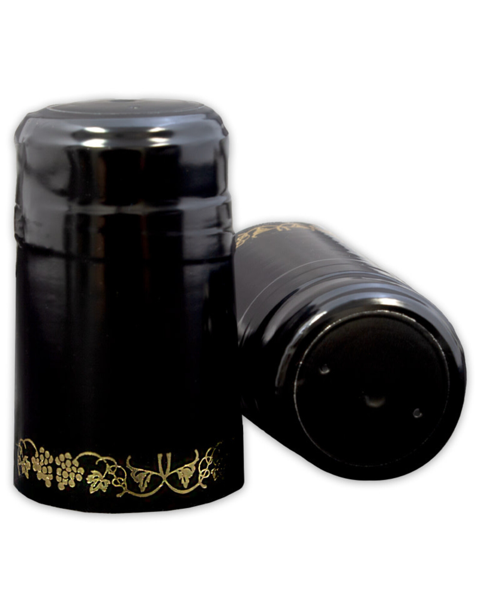 Wine Shrink Sleeves Black w/ Gold Grapes 30 ct
