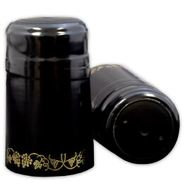 Wine Shrink Sleeves Black w/ Gold Grapes 30 ct