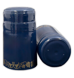 Wine Shrink Sleeves Blue w/ Gold Grapes 30 ct