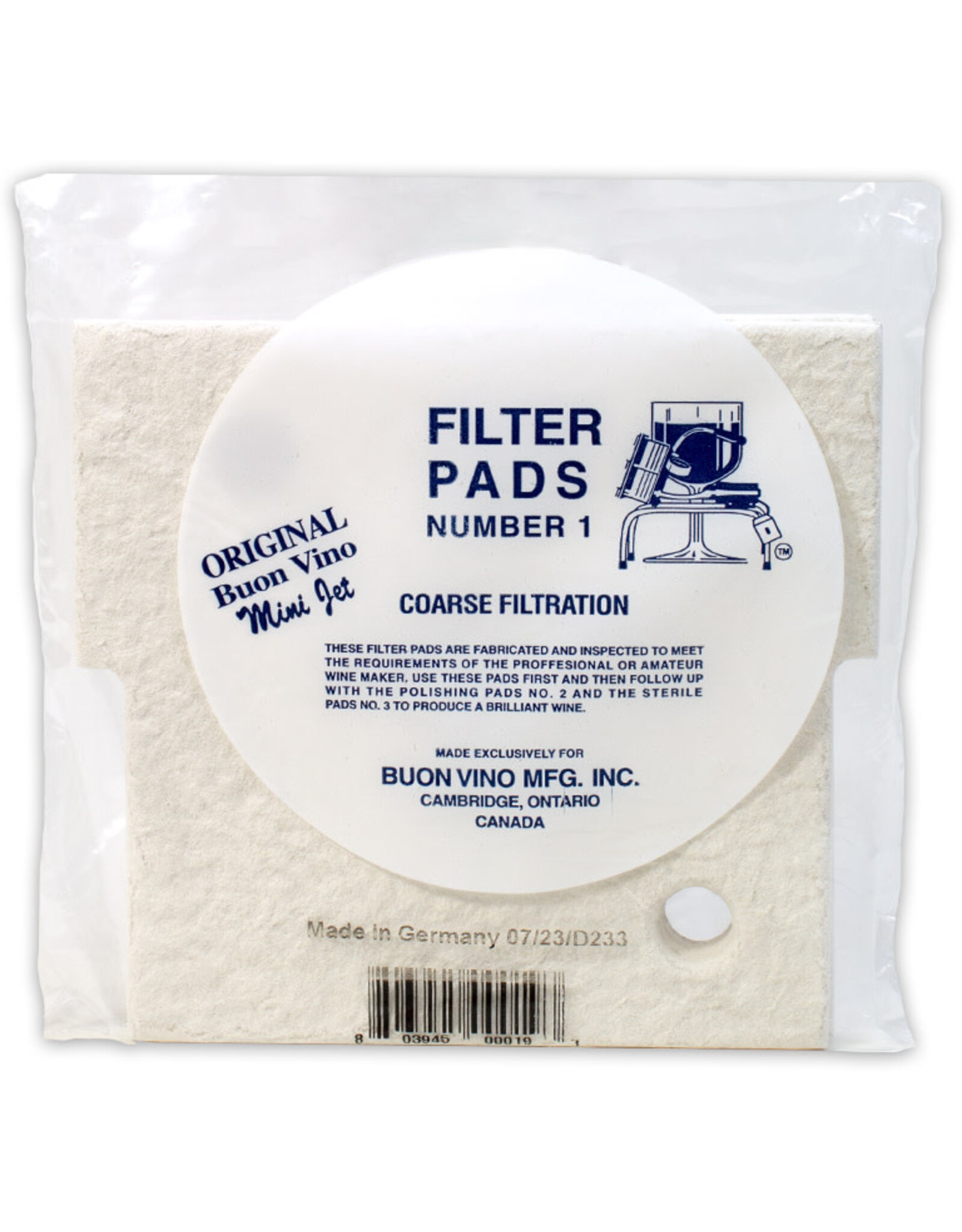 MINI FILTER PAD #1 DRILLED (COARSE 5.0 MICRON) PACK OF 3