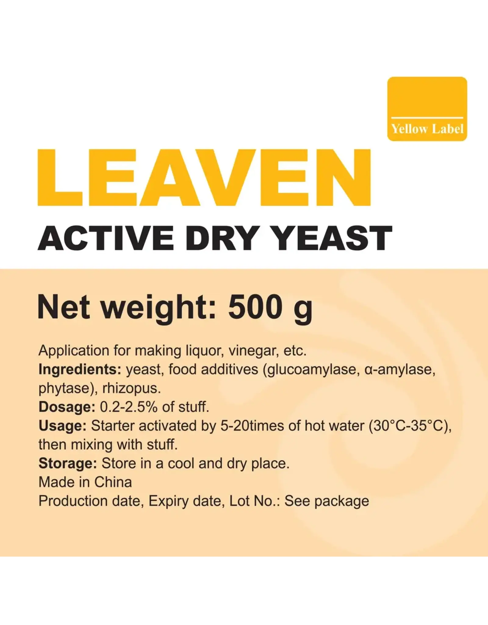 Angel Yeast | Yellow Label Distiller's Yeast - 500 g