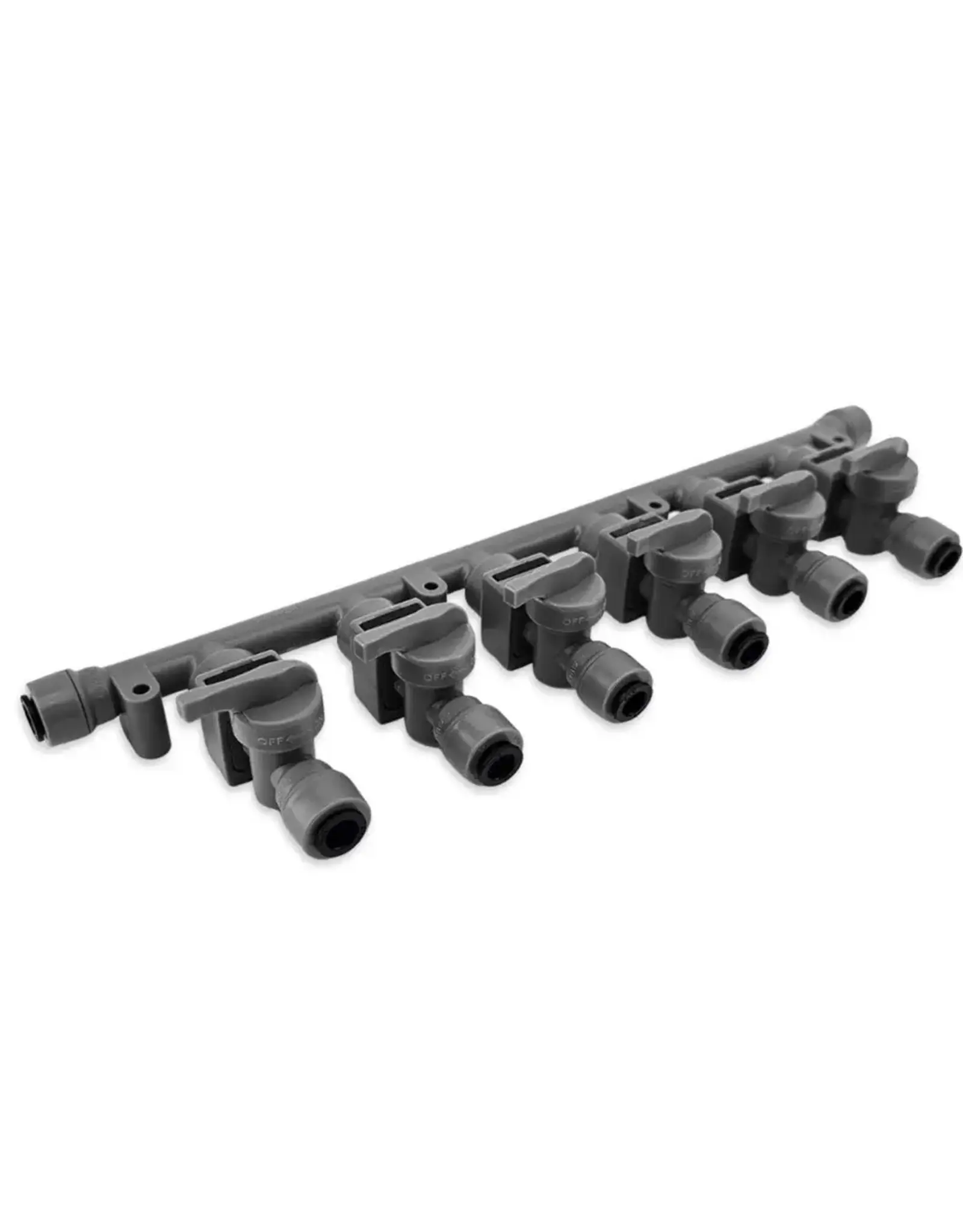 Duotight Gas Manifold | 6 Way | Push-In Check Valve w/ Isolation Valve | 8mm Duotight