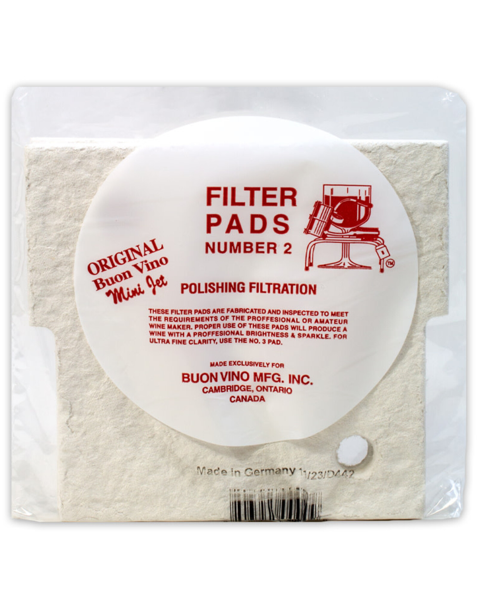 MINI FILTER PAD #2 DRILLED (FINE 1.8 MICRON) PACK OF 3