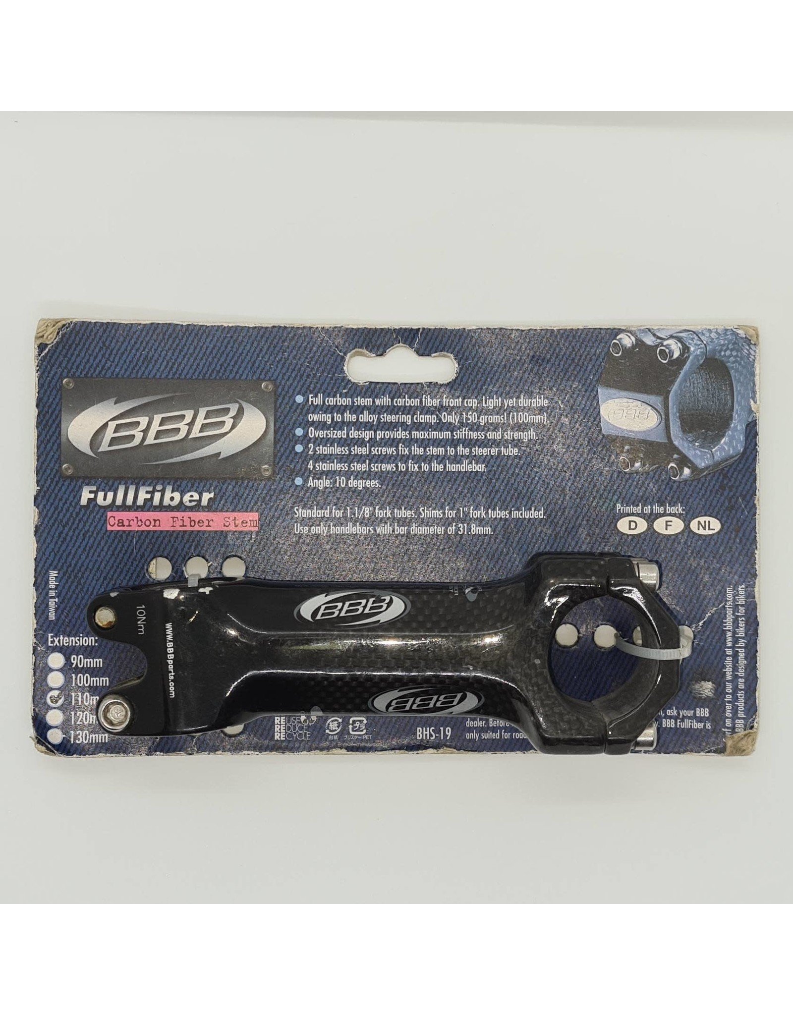 BBB CLEARANCE FULLFIBER CARBON FIBER STEM 31.8 110MM