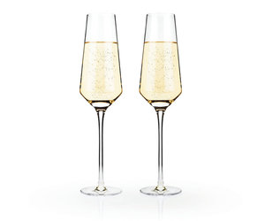 Gold Slanted Champagne Glasses, Set of 2