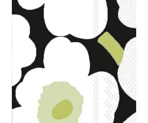 Set of 16 Guest Towel Napkins - Marimekko Unikko Black - CAPERS Home