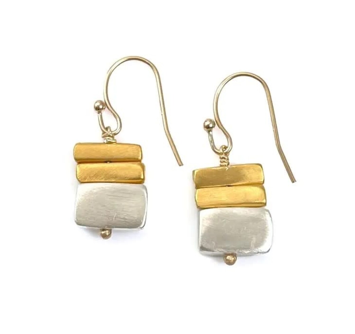Stacked Bar Earrings Mixed Metals