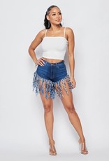 Carefree Fringe Denim Shorts