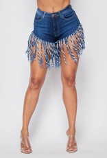 Carefree Fringe Denim Shorts