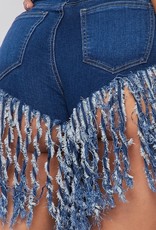 Carefree Fringe Denim Shorts