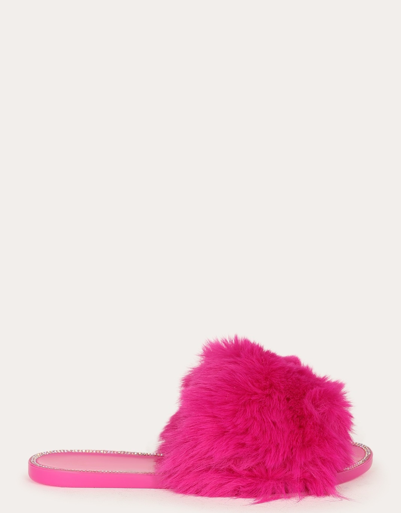 So Fancy Crystal Trim Fur Sandals