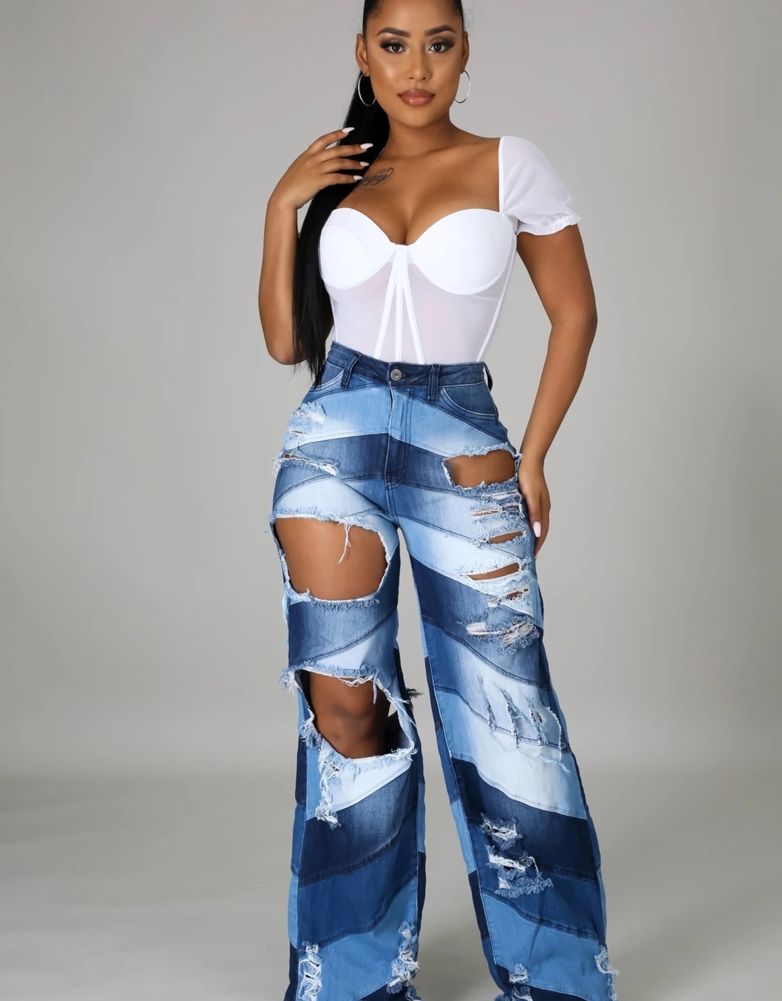 Crazy Sexy Cool Jeans - Patchwork Distressed Jeans - Coconuts Boutique